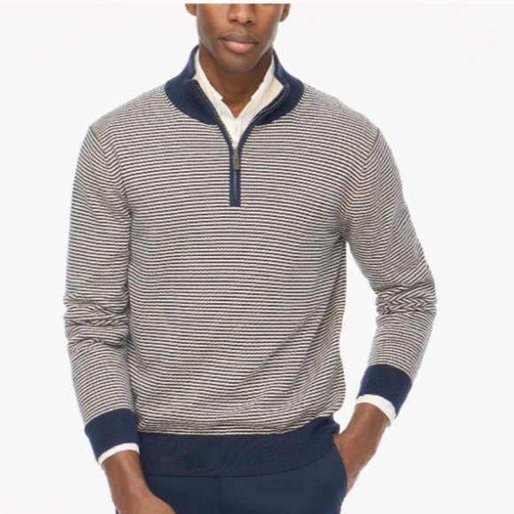 J crew Cotton striped half-zip sweater - Picture 1 of 4